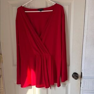 Lane Bryant Bold Red Wrap Blouse